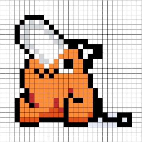 cute pixel fox on grid